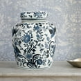 thumbnail image 2 of Creative Co-Op Decorative Bird Ceramic Ginger Jar with Lid, Blue and White, 2 of 5
