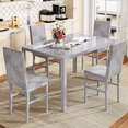 thumbnail image 2 of LinkRomat Glass Dining Table Set for 4, Faux Marble Kitchen Table and 4 PU Leather Upholstered Chairs, Modern Dinette for Dining Room, Compact Space, 2 of 9