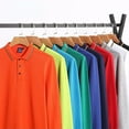 thumbnail image 3 of Men's Pique Cotton Interlock Color Long Sleeve Polo Work Shirt, 3 of 12