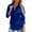 Dark Blue, variant on Fall Button Down Blouse for Women Cotton Linen Long Sleeve Ruched Stand Collar Top