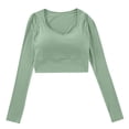 thumbnail image 1 of Timegard Womens Tops with Built in Bra V-Neck Long Sleeve Wireless Crop Tops Soft Tops Undershirts, 1 of 4