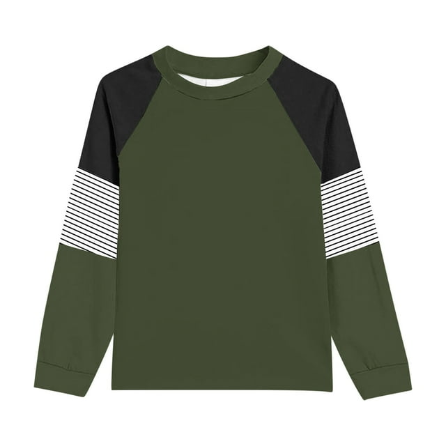WEIYLL Tshirts Girls Casual Big Long Sleeve Patchwork Block Spring Summer Child Tee Tops for 7-8 Years