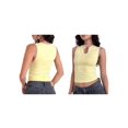 thumbnail image 3 of Women Seamless Clean Line Boat Neck Tank Top Yellow M, 3 of 6