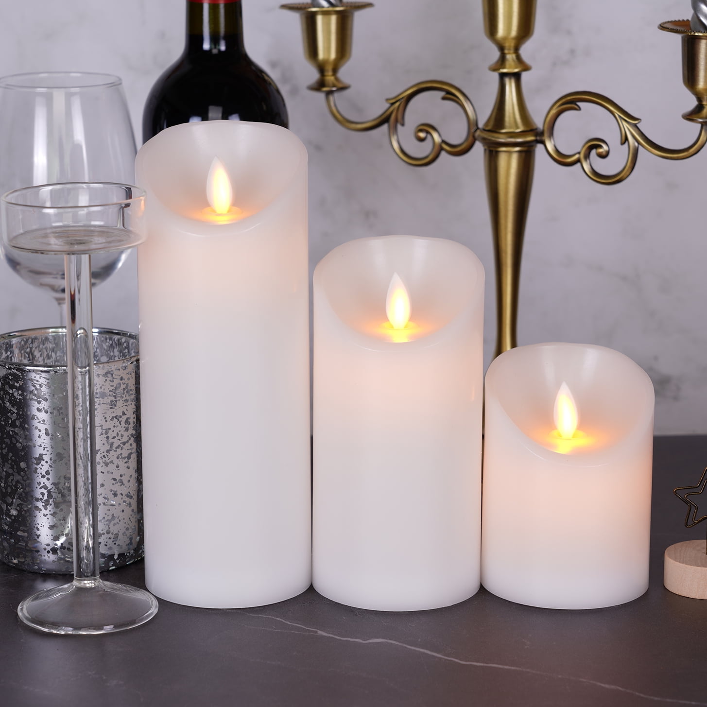 Homemory 3PCS Pure White Flameless Candles -Real Wax Flickering LED ...