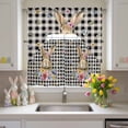 thumbnail image 2 of Easter Rabbit Swag Curtains Valance & Tier Set, Blue Purple Pink Floral Leaf Plant Black Buffalo Plaid 3 Pcs Set Kitchen Swag Valances and Tiers 36 Inch Length Rod Pocket Curtain Drapes for Bedroom, 2 of 9