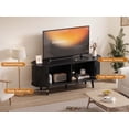 thumbnail image 5 of Mid-Century Modern TV Stand, Media Console with 4 Storage Compartments & Sliding Doors,Entertainment Center for TVs up to 65 Inch,Wood Adjustable Shelves for Living Room,Bedroom, 5 of 8