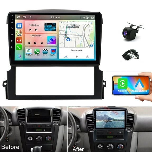 Gsuatey 4 64G Android 13 Car Stereo for Kia Sorento 2004-2008 Wireless Carplay Android Auto,9 Inch Touch Screen Car Radio with Bluetooth FM/RDS Radio HiFi EQ WiFi GPS Dual USB