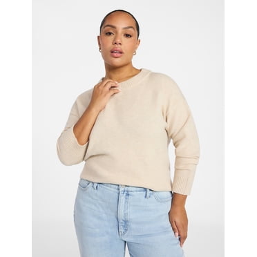 Terra & Sky Women's Plus Size Crewneck Pullover Sweater, Size 0X-5X
