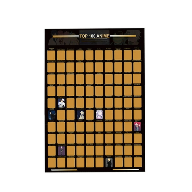 Techinal Top 100 Anime Scratch off Poster Gift for Anime Fans Must See Anime Challenge Techinal Top 100 Anime Scratch off Poster Gift for Anime Fans Must See Anime Challenge