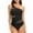 Black 02, variant on Womens Bathing Suits Plus Size One Shoulder Ruffle One Piece Swimsuits Solid Color Full Coverage Cutout Swimwear (Red L)