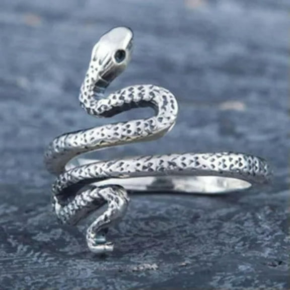 Elegant Snake 925 Silver Ring Women Punk Party Jewelry Gift Sz 6-10