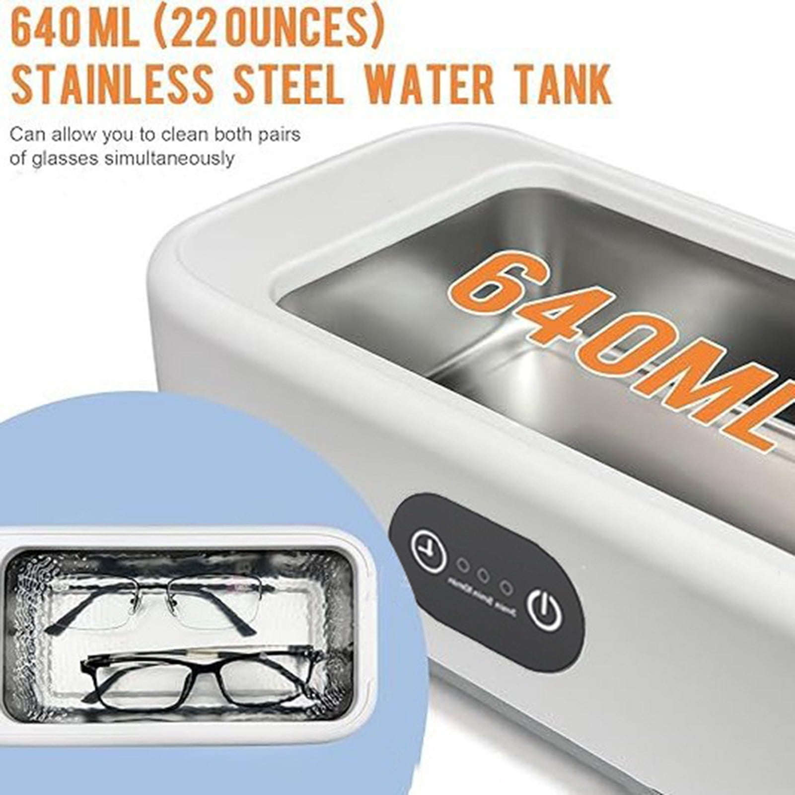 Homerr Ultrasonic Cleaning Machine Ultrasonic Cleaner Ultrasonic Jewelry Cleaner 360-Degree Deep Cleaning, Low Noise, EU Plug