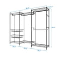 thumbnail image 4 of Zimtown Wire Garment Rack Heavy Duty Clothes Rack Compact Large Size Armoire Storage Rack Freestanding Metal Clothing Rack Closet Wardrobe with 4 Hanger Rods, 2 Baskets & 4 Shelves, Black, 4 of 6