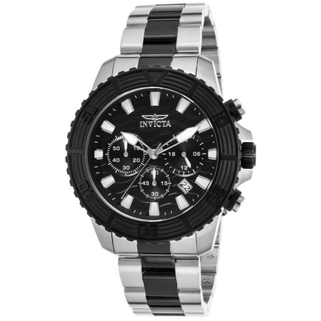 24004 Men's Pro Diver Chronograph Ss And Black Ip Ss Black Dial