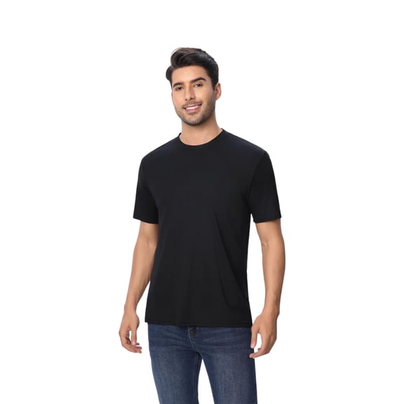 Zfeel High Performance Pure Dry Fit Poly Shirt 100% Polyster Crewneck Tee Shirts for Men (Black, M)