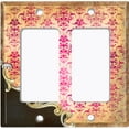 thumbnail image 6 of Metal Light Switch Plate Cover Pink Floral Damask Frame Trim Black DAM062, 6 of 13