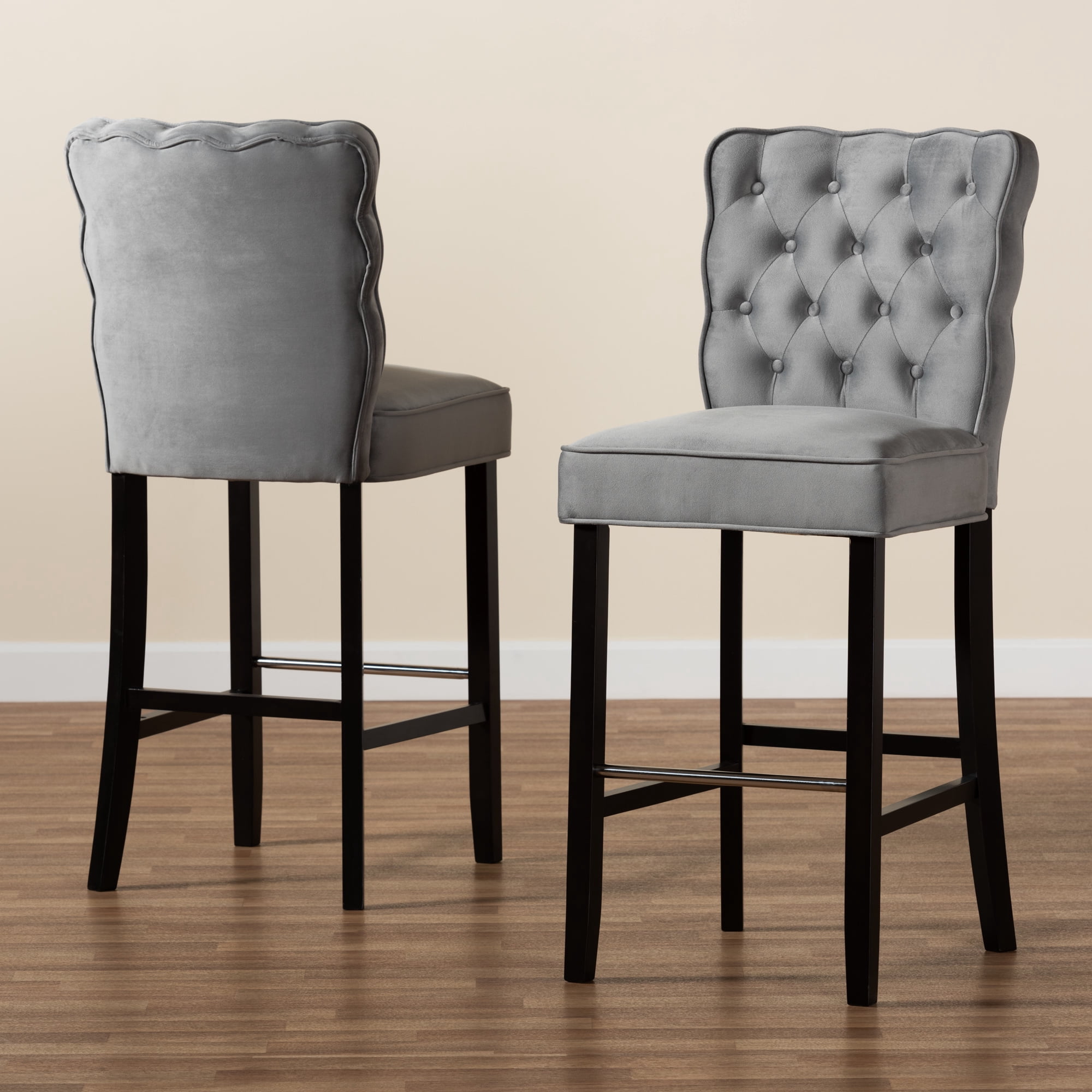 Baxton Studio Daphne Bar Stool, Dark Grey, Set of 2