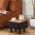 thumbnail image 3 of IVV Black Linen Upholstered Ottoman with Storage, Modern Multifunctional Low Footrest Side Table with Flip Tray and Solid Wood Legs, 15.9"L x 12"W x 9.8"H, 3 of 5