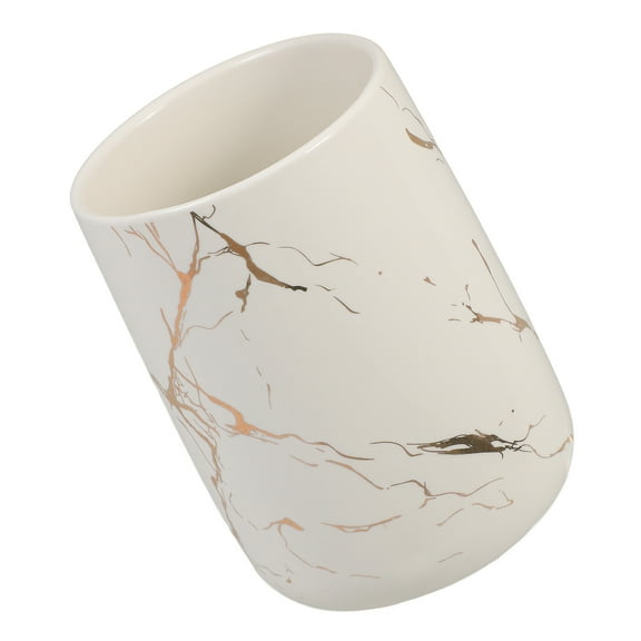 PAMINGONO Decorative Toothbrush Holder Ceramic White 1Pack 3.9x3.3x3.3in