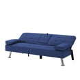 thumbnail image 2 of Gewnee 65.3 Inch Modern Futon Sofa,Sleeper Sofa with Cup Holders,Adjustable Backrest and Storage Side Pocket,Suitable for Small Space and Offices.Navy Blue, 2 of 14