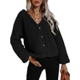 thumbnail image 1 of Abrigo de mujer Irfora Chaqueta de lana para mujer Abotonada Manga larga Cuello en V Fuzzy Abrigos casuales cálidos Irfora Abrigo de mujer, 1 of 5