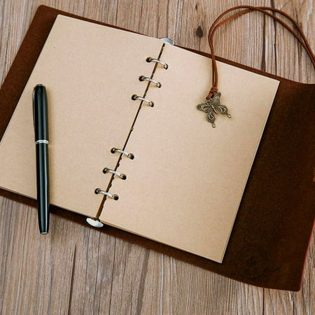 - 80 Sheets Notebook Refill Inner A6 Paper Pages Vintage Retro Kraft Paper