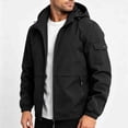 thumbnail image 4 of LYSMORA Mens Hooded Softshell Jacket Cargo Sleeve Pocket Zipper Side Pockets Elastic Cuff Windproof Daily Outdoor Coat, 4 of 7