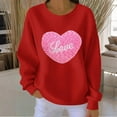 thumbnail image 3 of Felirenzacia Plus Size Women’s Valentine Hoodie Love Heart Print Long Sleeve Casual Comfy Pullover Top Romantic Holiday Outfit Women’s Fashion, Red,M, 3 of 4