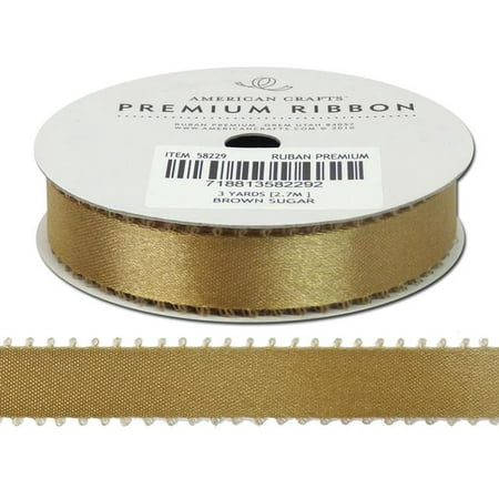 AMC Ribbon Satin Picot 5/8" 3yd Brown Sugar