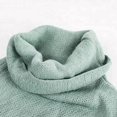 thumbnail image 4 of StylesILove Women Autumn Winter Solid Knitted Loose Turtleneck Pullover Fringe Poncho Sweater Soft Wrap Cape Lightweight Shawl (Sage), 4 of 4
