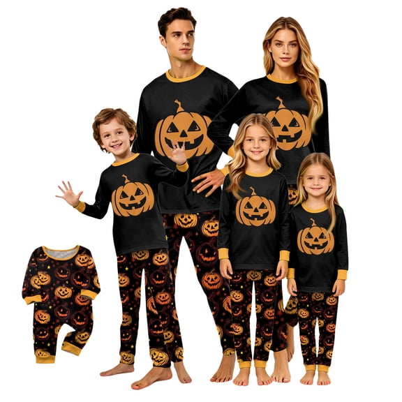 Racifhz Halloween Family Matching Pajamas Set Cozy Long Sleeve Top and Pants Sleepwear Festive Printed Loungewear Outfits for Holiday Movie Night and Autumn Fall Celebrations