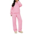 thumbnail image 4 of Hogleaql Womens Hoodie Sweatsuit 2 Piece Solid Color Sweat Hoodie Jogging Athletic Pant Set Casual Winter Suits with Pockets Pink L, 4 of 5
