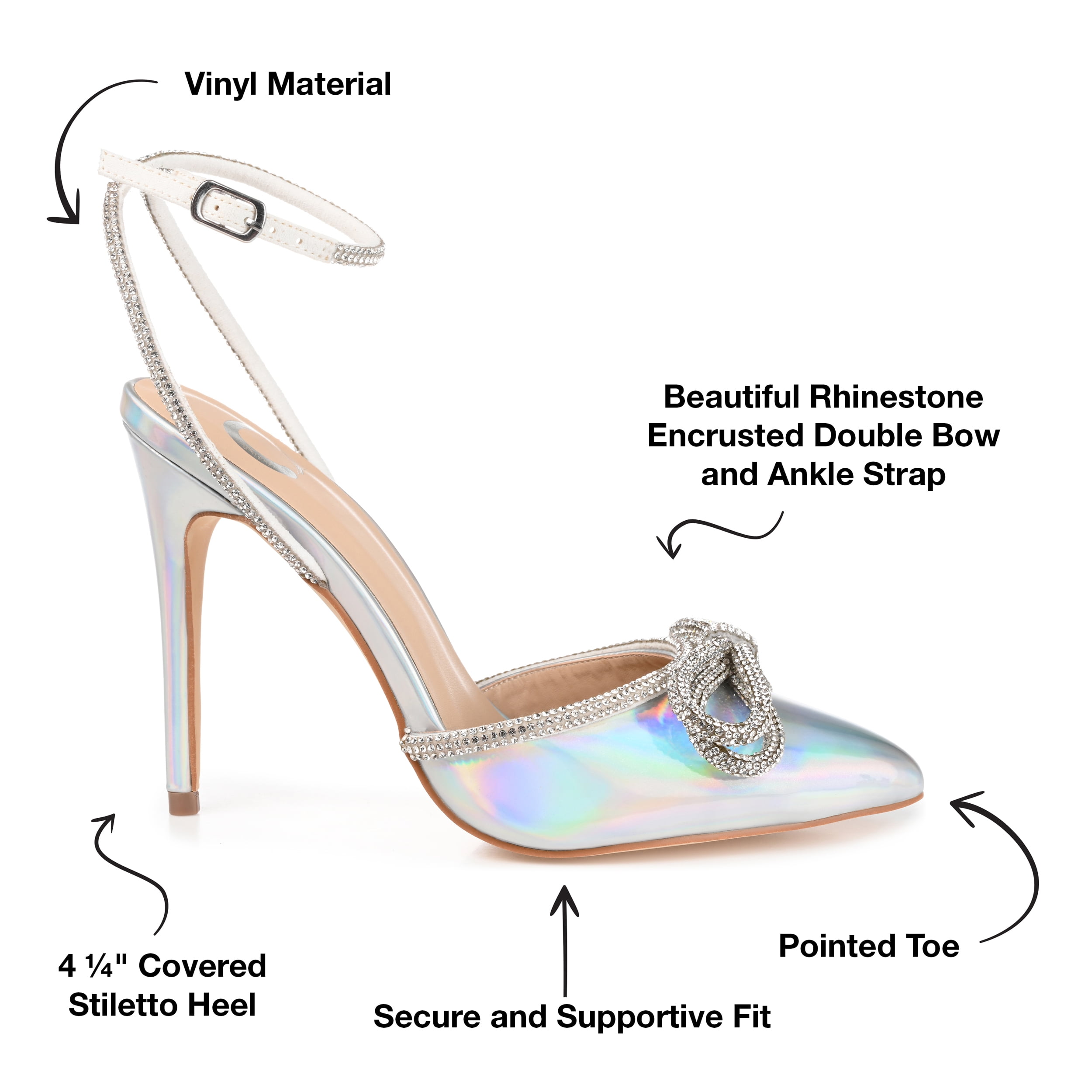 Journee Womens Gracia Buckle High Stiletto Pointed Toe Evening Pumps