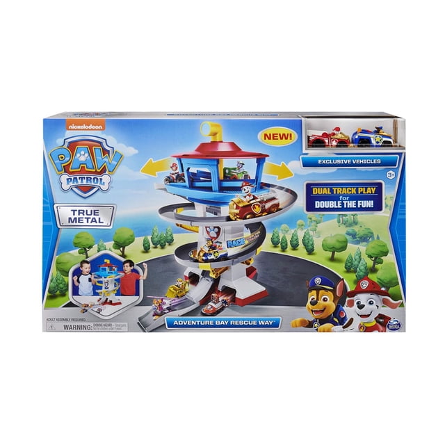 Paw Patrol, True Metal Adventure Bay Rescue Way Set de Juego con 2 vehículos exclusivos, Escala 1:55 Paw Patrol Torre