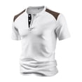 thumbnail image 2 of LTTVQM Mens Henley Shirts Waffle Button Short Sleeve Tops Lightweight Breathable Slim Fit Workout Fitness Athletic T-Shirt White M, 2 of 5