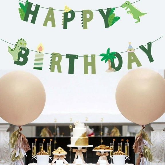 Toddmomy 1Set Tropical Happy Birthday Banner Assorted Color Paper Dinosaur Streamer Home Decorations for Party
