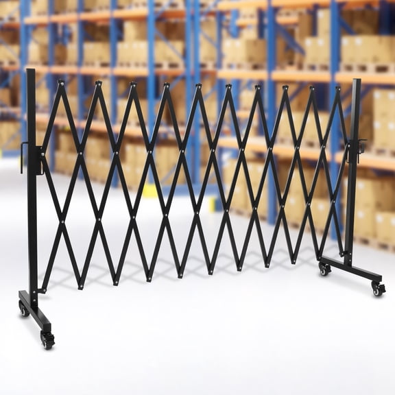 Safety Barrier Gate Portable Safety Barrier Expandable Barrier Gate with Wheel 130*17.7*40in for Basements, Garages, Warehouses