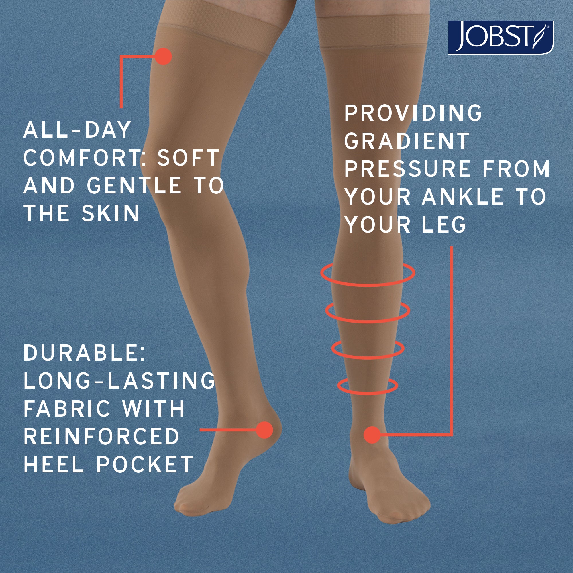 JOBST Relief Petite Compression Knee High, 15-20 mmHg Open Toe, Medium / Beige