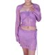 thumbnail image 3 of Suéteres De Punto Bra Top Cardigan Mini Falda Señoras Estilo Y2k Traje con Cordones Kuymtek  Púrpura T M para Mujer, 3 of 9