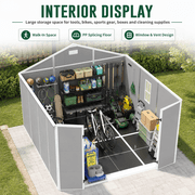 Seizeen 8 x 10FT Resin Shed, Outdoor Storage Shed, Outside Garden Plastic Shed for Lawn Mover Bike Tool, w/Double Doors, Air Vents, Double Windows, PP Floor