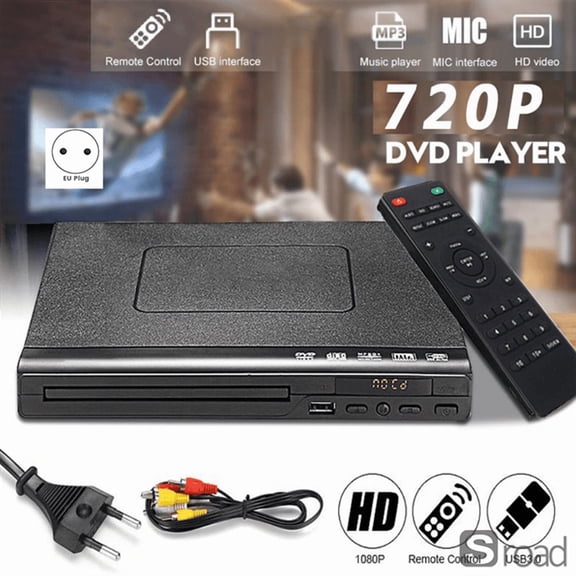 1080P HD Desktop DVD Player, USB Multimedia Video Disc Player With HDMI AV Output, Supports DivX Playback For TV Home Entertainment System