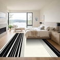 thumbnail image 3 of ODIKA 8'x10' Machine Washable Non-Slip Area Rug, Striped Composition with Bold Swaths and Fine Accent Lines High Traffic Rug with Pad, Black, 894706, 3 of 8