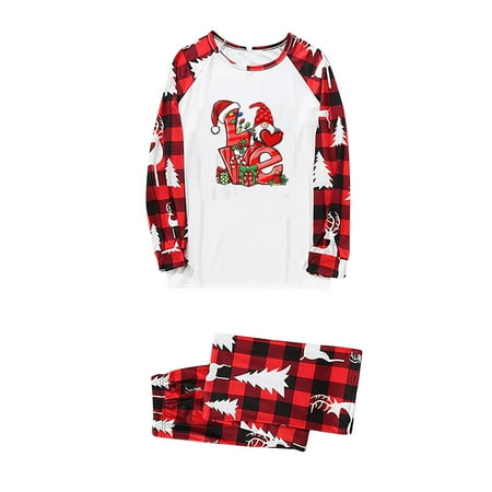 

AIEOTT Parent-child Warm Christmas Set Printed Home Wear Pajamas Two-piece Dad Set