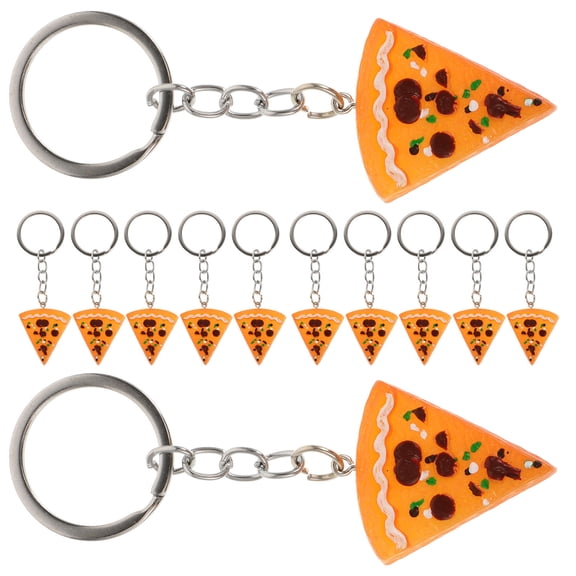 LEDMOMO 12 Pcs Pizza Keyrings Resin Bag Charm for