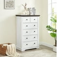 thumbnail image 2 of PORKISS 6 Drawers Dresser, Wooden Tall Chest of Drawers, Modern Clothes Storage Drawers Cabinet with Metal Handles, Freestanding Storage Dresser Tower for Living Room, White, 2 of 10