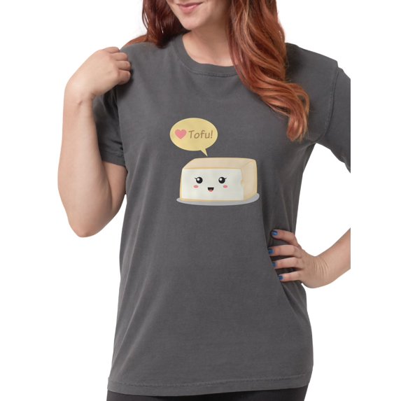 CafePress - Kawaii Tofu Asking People To Love Tofu T Shirt - Womens Comfort Colors® Shirt