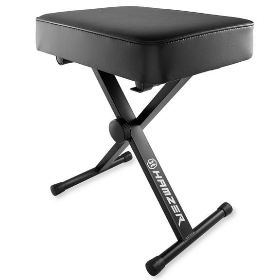 Hamzer Cushioned Piano Bench, Adjustable Keyboard Stool Chair - Foldable & Portable