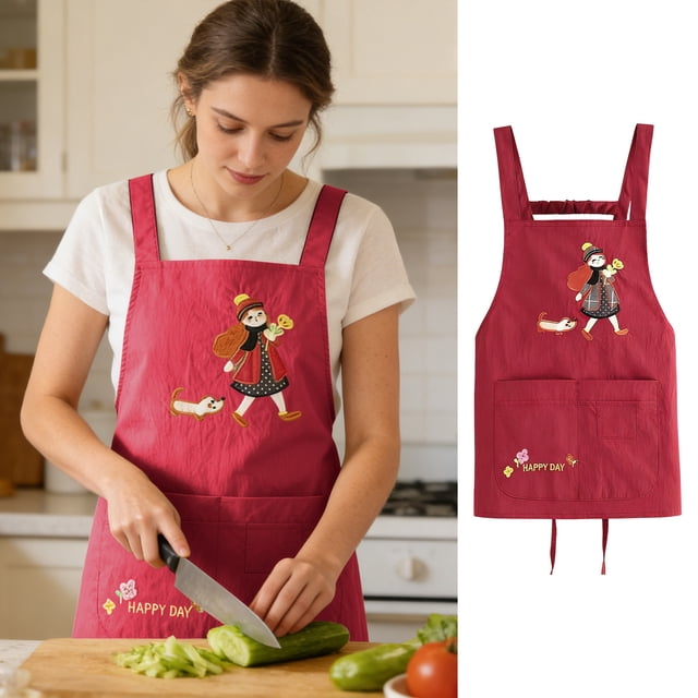 Lunxisen 2 Pcs Waterproof Kitchen Apron for Adults Cooking Stain Resistant Chef Smock Workwear Home Dining Prep