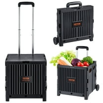 Heavy Duty Foldable Utility Cart, 80 lbs Capacity, 2-Wheel Folding Hand Truck with Telescoping Handle for Grocery Shopping, Travel, Moving, Luggage & Office Use, Black