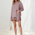thumbnail image 2 of WAYUTE Shorts Sets Women 2 Piece Outfits Casual Striped Cardigan Shorts Set Summer Beachwear Comfortable Outfit for Travel Vacation, 2 of 7